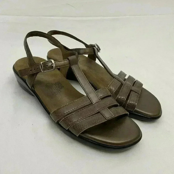 SAS Size 9 TRIPAD Bronze Strappy Slingback Sandals Comfort Leather Flats - Picture 1 of 7